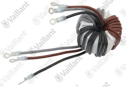 Kabelbaum mit mehreren Drähten und Anschlussringen, gebündelt in runder Form. Produkt von Vaillant, geeignet für elektrische Anwendungen.